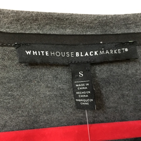 White House Black Market Gray Top w/ Rhinestone Bow Neckline NWT - Picture 7 of 13